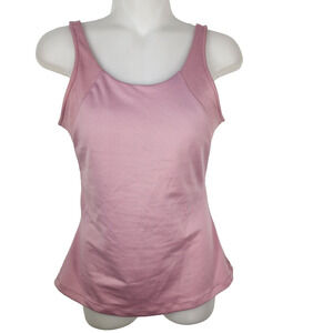 All In Motion Activewear Tank Top XS Fitted Shelf Bra Ribbed Scoop Back Rose
